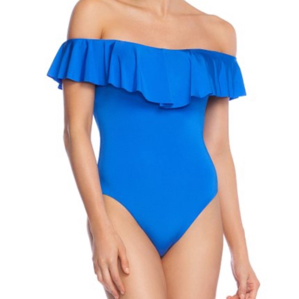 Trina Turk ocean blue off the shoulder size 0